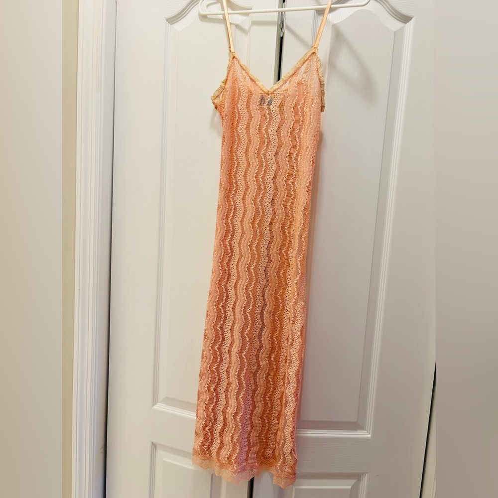 Free People Peach Lace Slip Dress